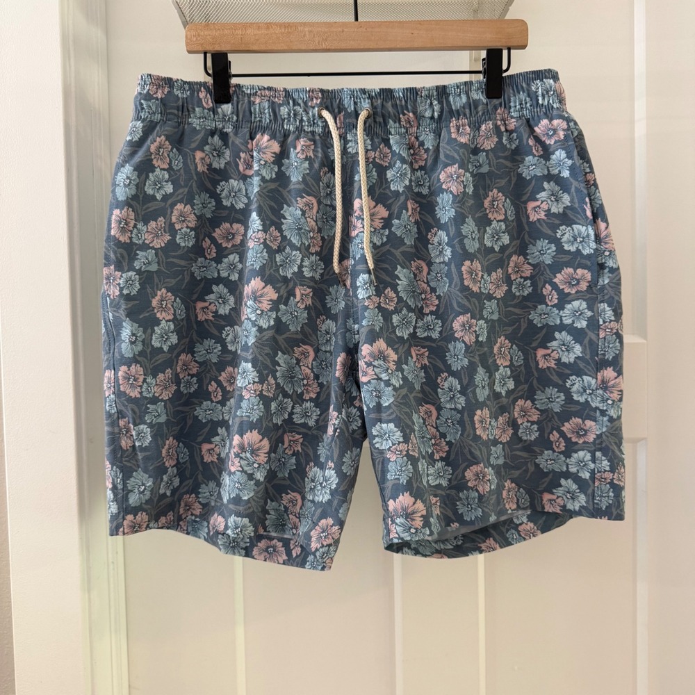 Faherty Beacon Trunk Mens XXL Marine Multi Floral Swim Shorts 7 Inch Inseam